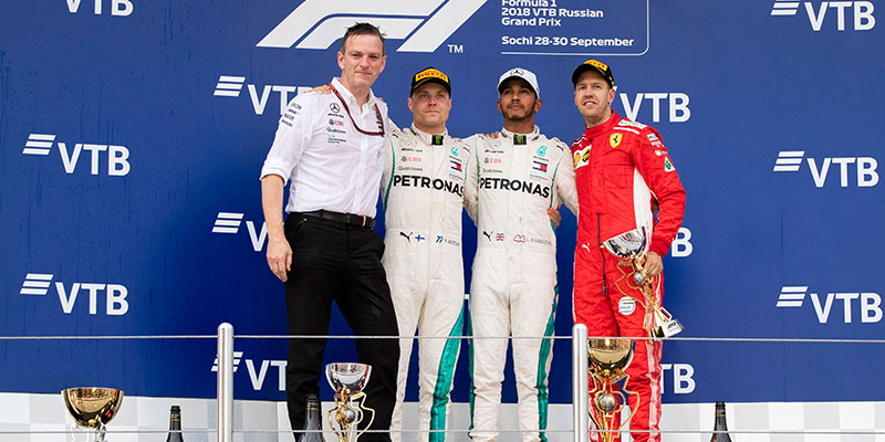 EN EL PODIO DE SOCHI: LEWIS, VALTTERI Y SEBASTIAN