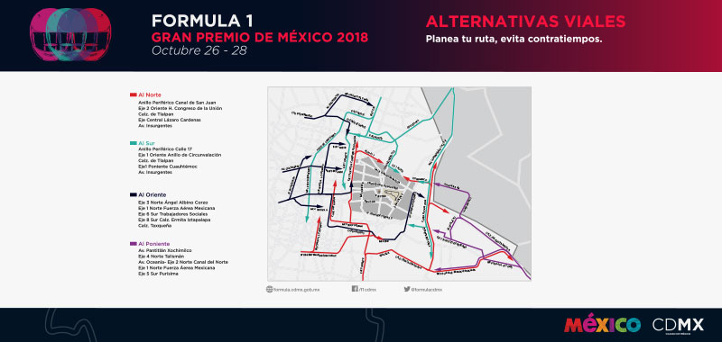 Se da a conocer plan de movilidad para el FORMULA 1 GRAN PREMIO DE MÉXICO 2018™