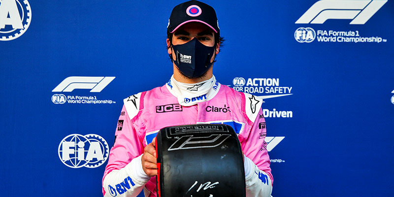 Lance Stroll logra su primera pole position en F1, ‘Checo’ saldrá tercero.